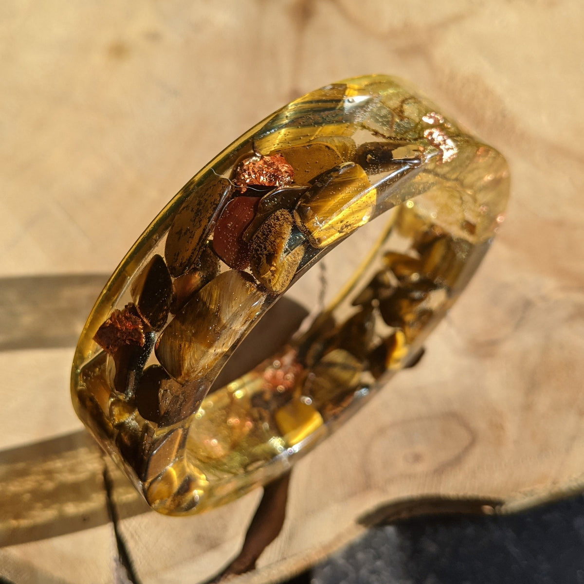 Tiger's Eye and forest moss resin bangle – EL-Creations
