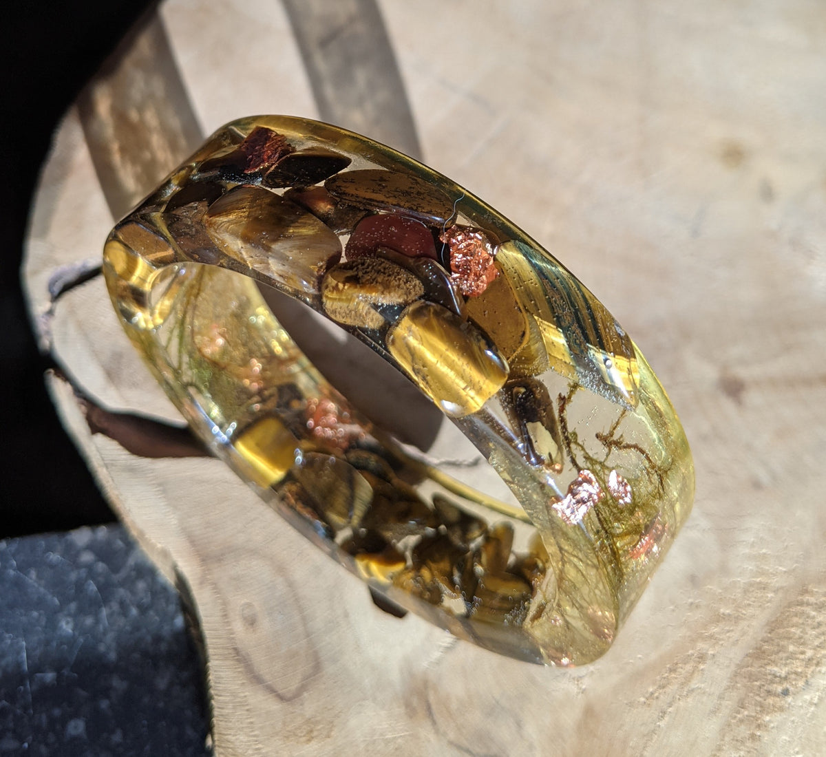 Handmade woodland resin bracelet with Tiger's Eye – EL-Creations