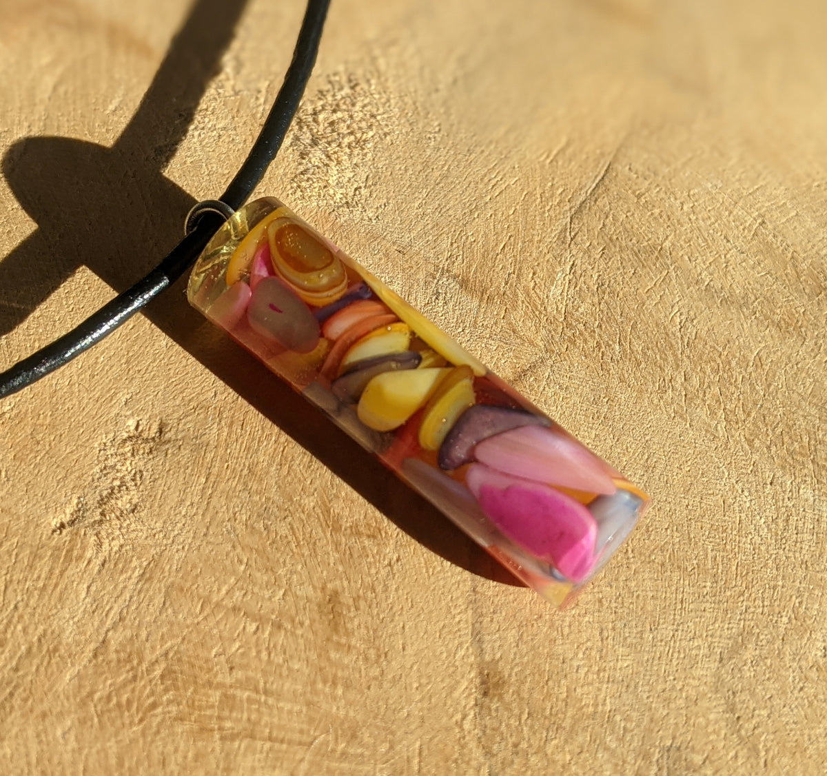 Unique handmade colorful gemstone inspired resin necklace EL-Creations