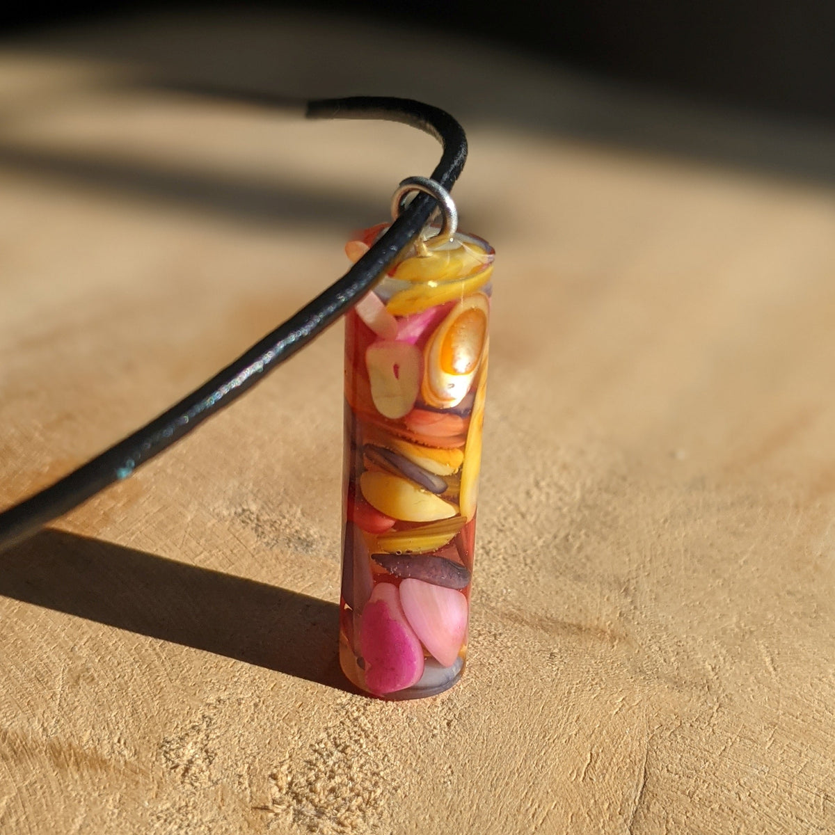 Colorful natural stone resin necklace with crystal pendant handmade jewelry EL-Creations
