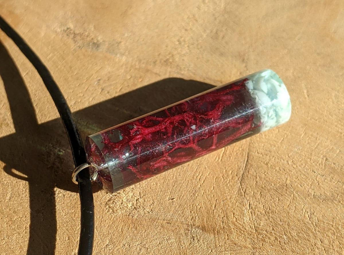 Handmade nature inspired resin pendant necklace with moss and stone details EL-Creations