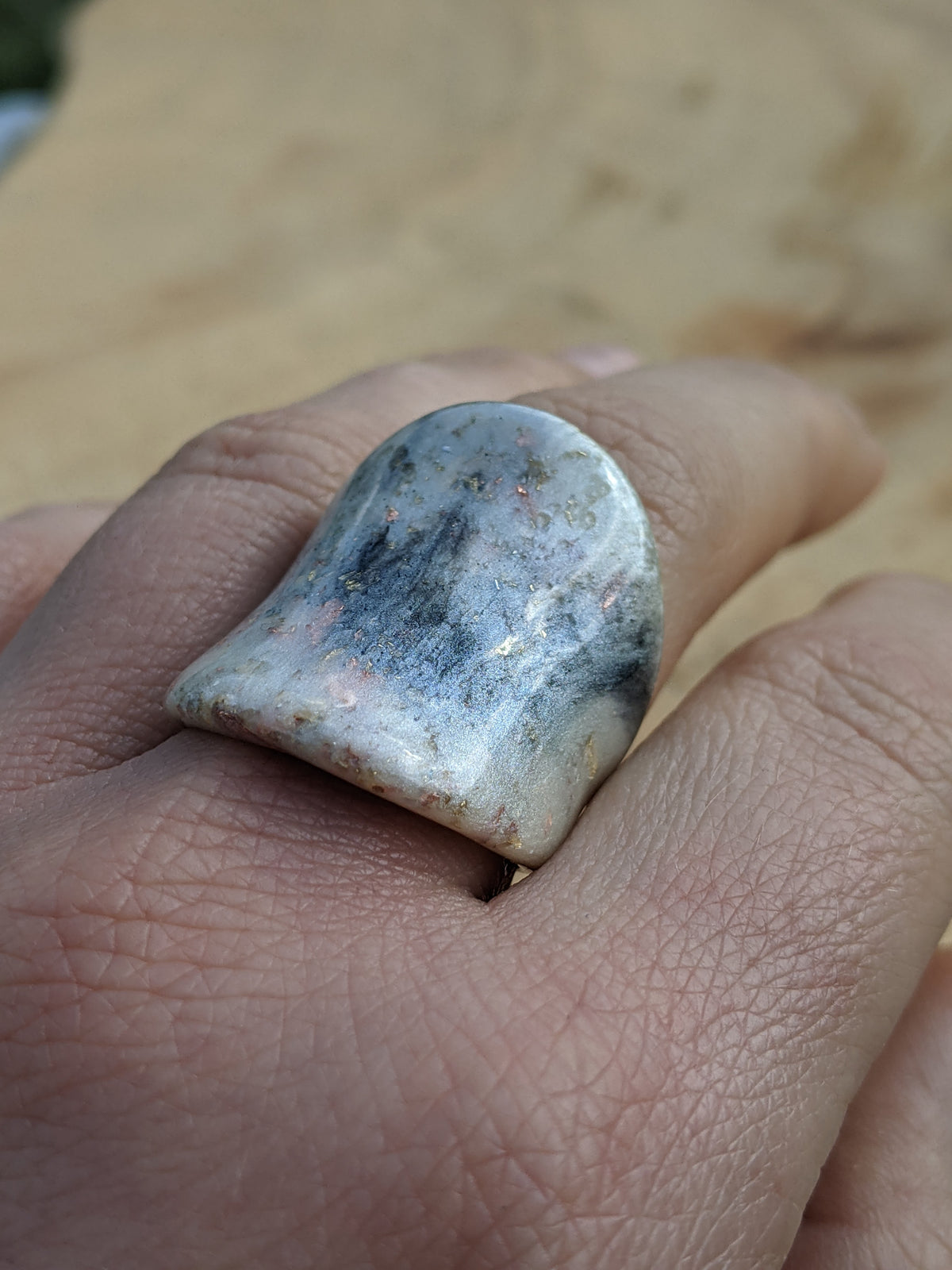 Handmade statement resin ring featuring a marble pattern by EL-Creations