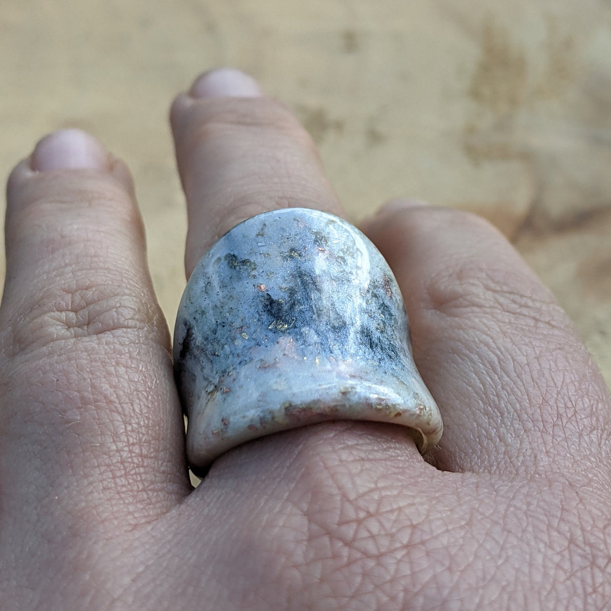 Modern resin jewelry with white black marble effect and gold flakes by EL-Creations