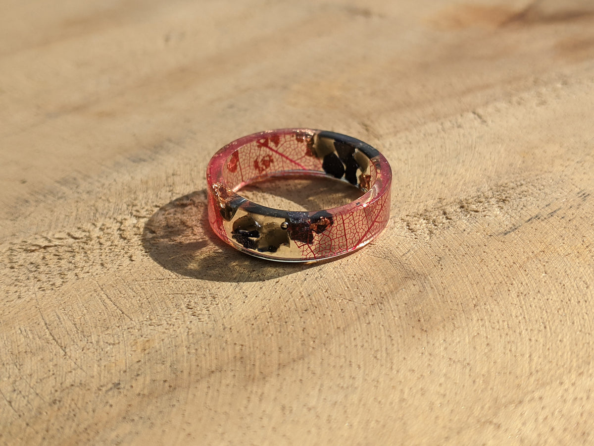 Botanical Blue Goldstone Epoxy Resin Ring by EL-Creations