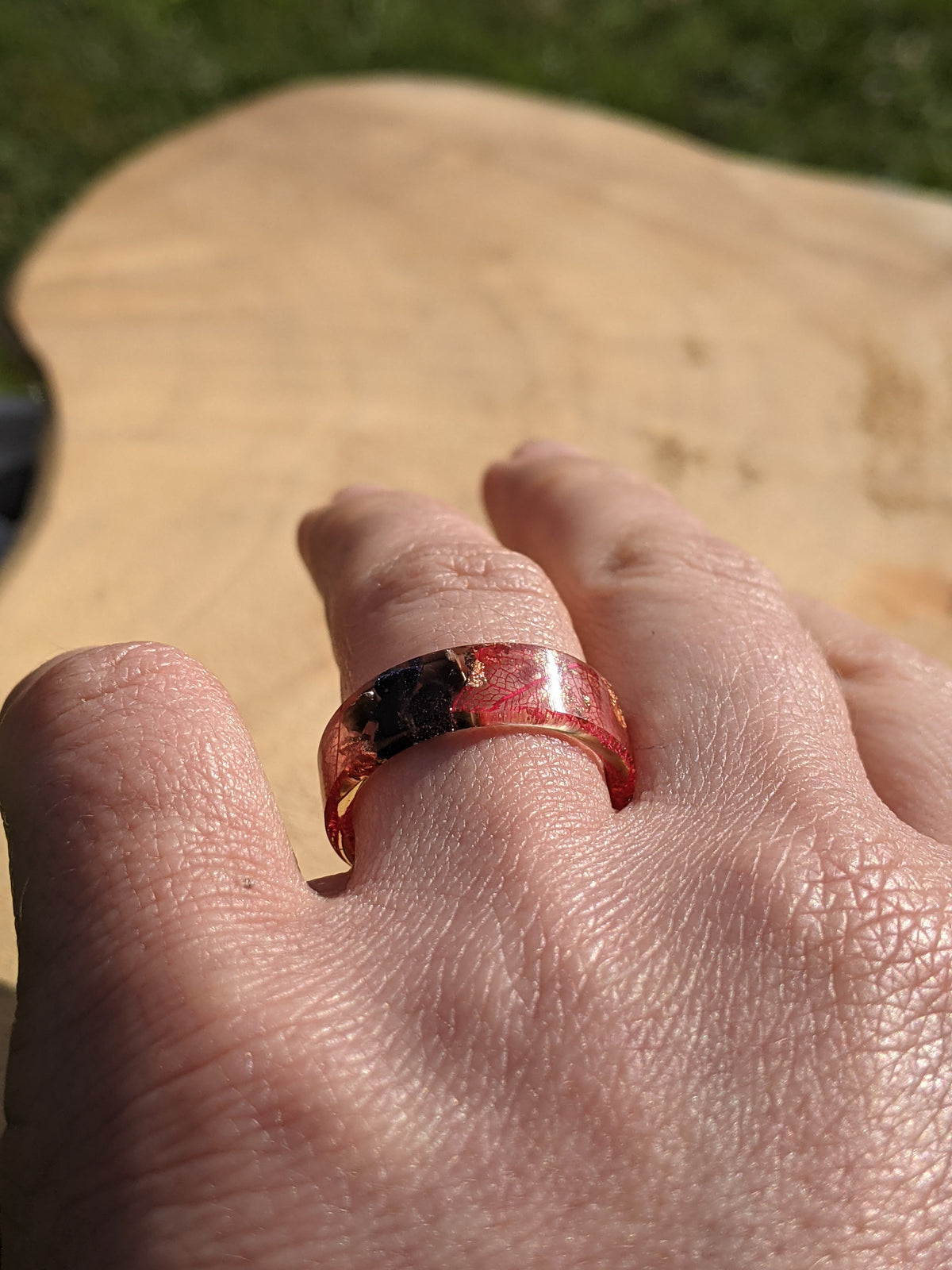 Nature Inspired Blue Goldstone Jewelry Ring by EL-Creations