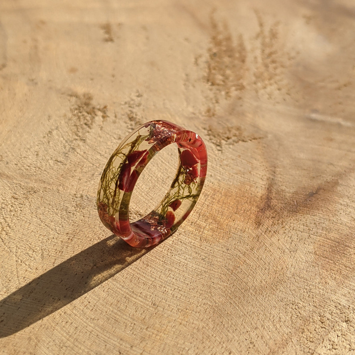 Nature Inspired Red Coral Epoxy Resin Ring by EL-Creations