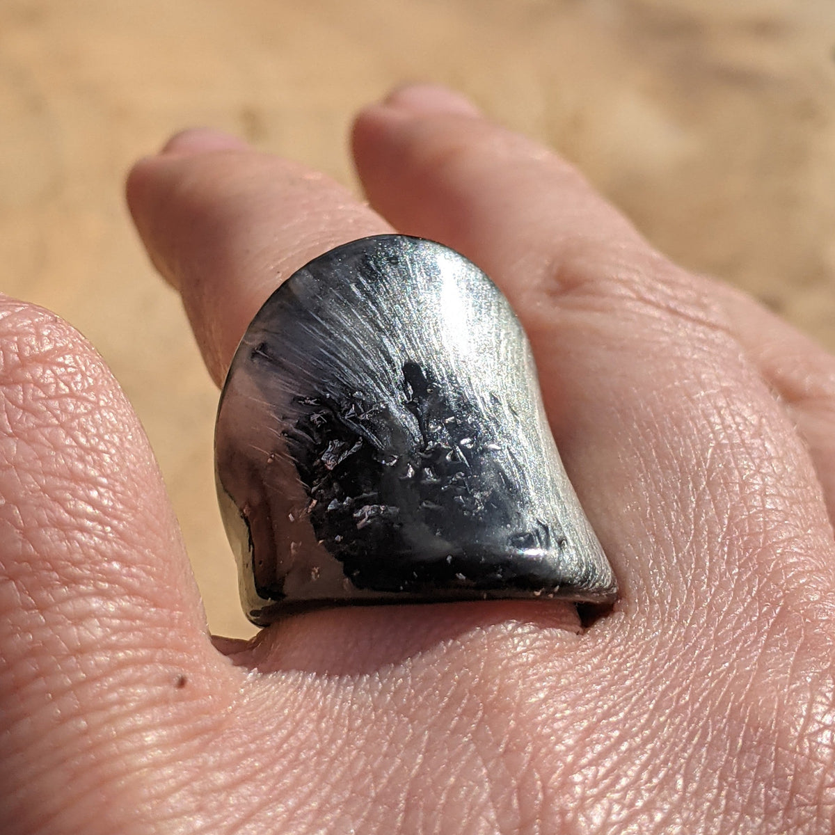 Black White Silver Flakes Gradient Resin Ring by EL-Creations