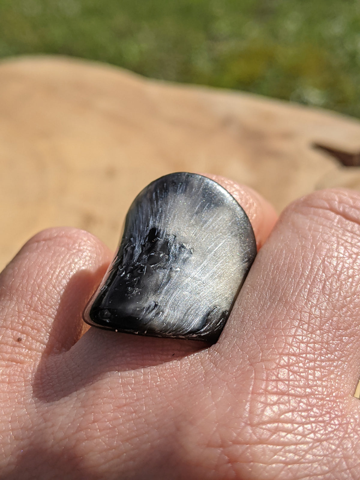 Handmade Black and White Gradient Resin Ring by EL-Creations