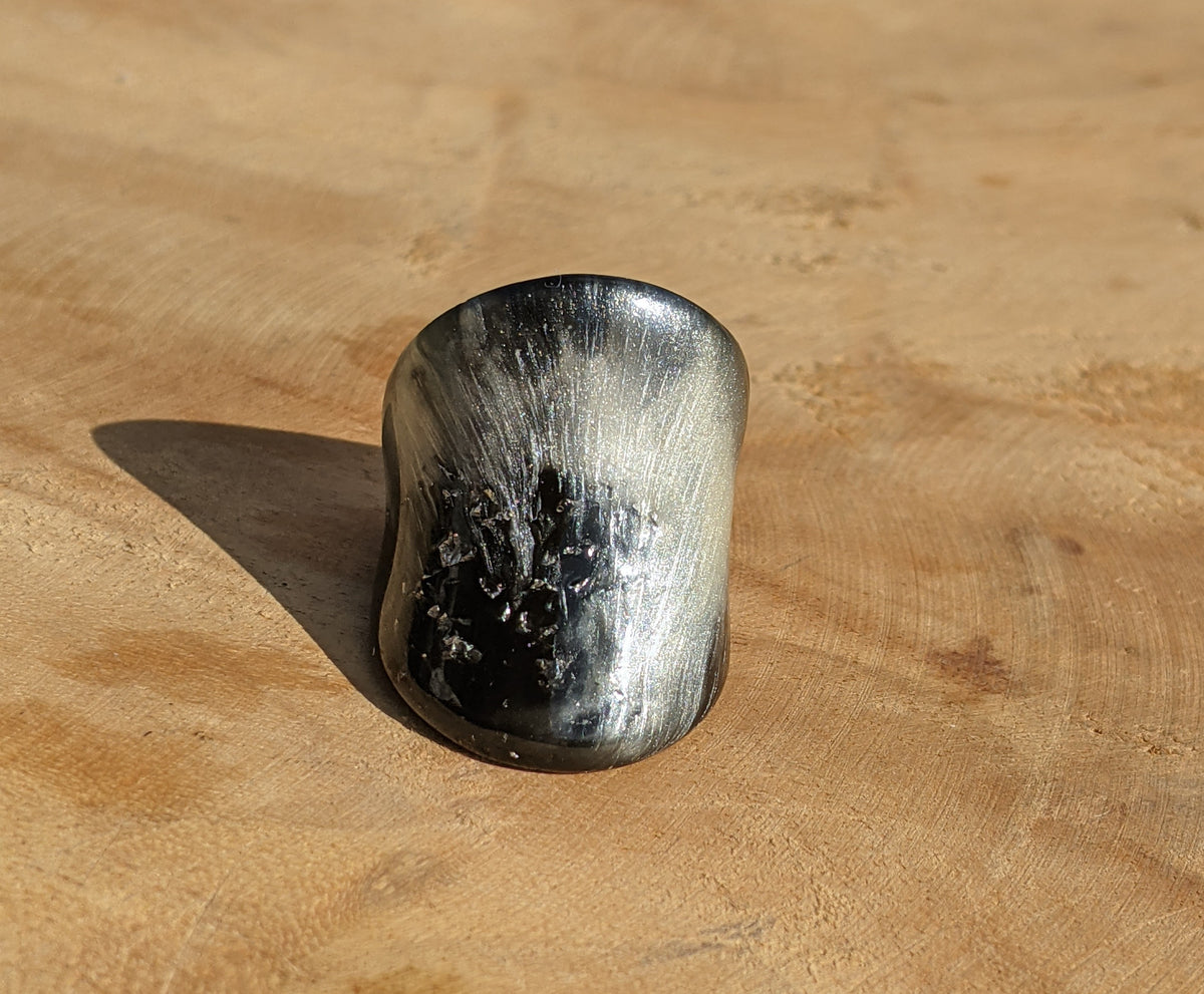 Artisan Black White Resin Jewelry Ring by EL-Creations