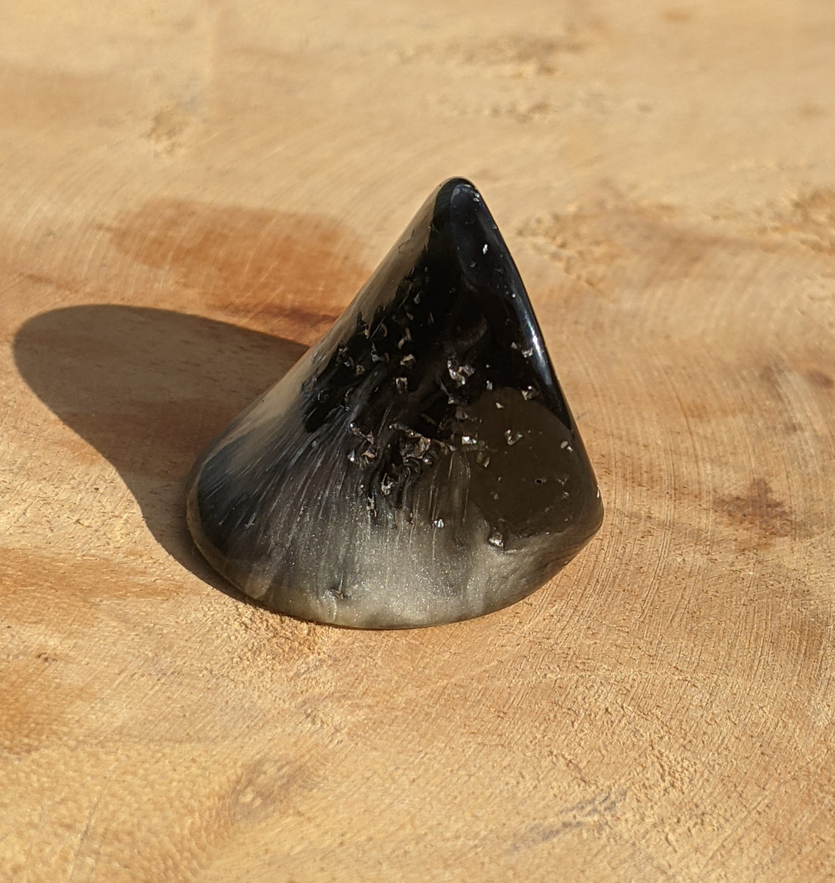 Black Resin Ring with Silver Flakes by EL-Creations