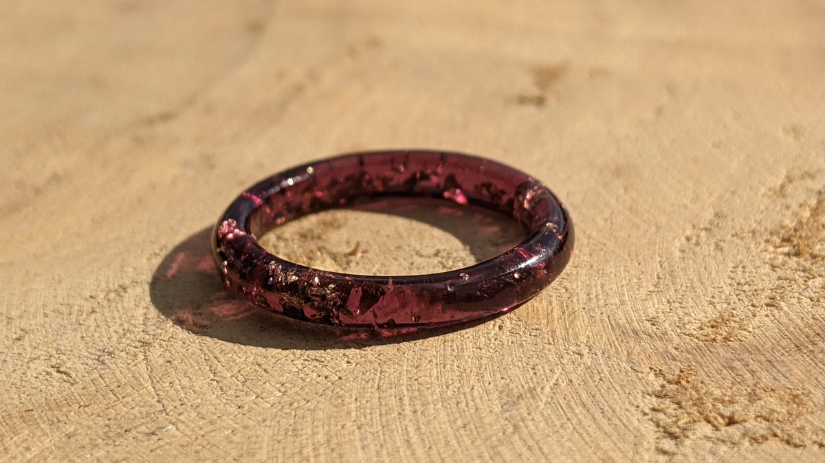 Purple Handmade Resin Ring with Copper Flakes by EL-Creations