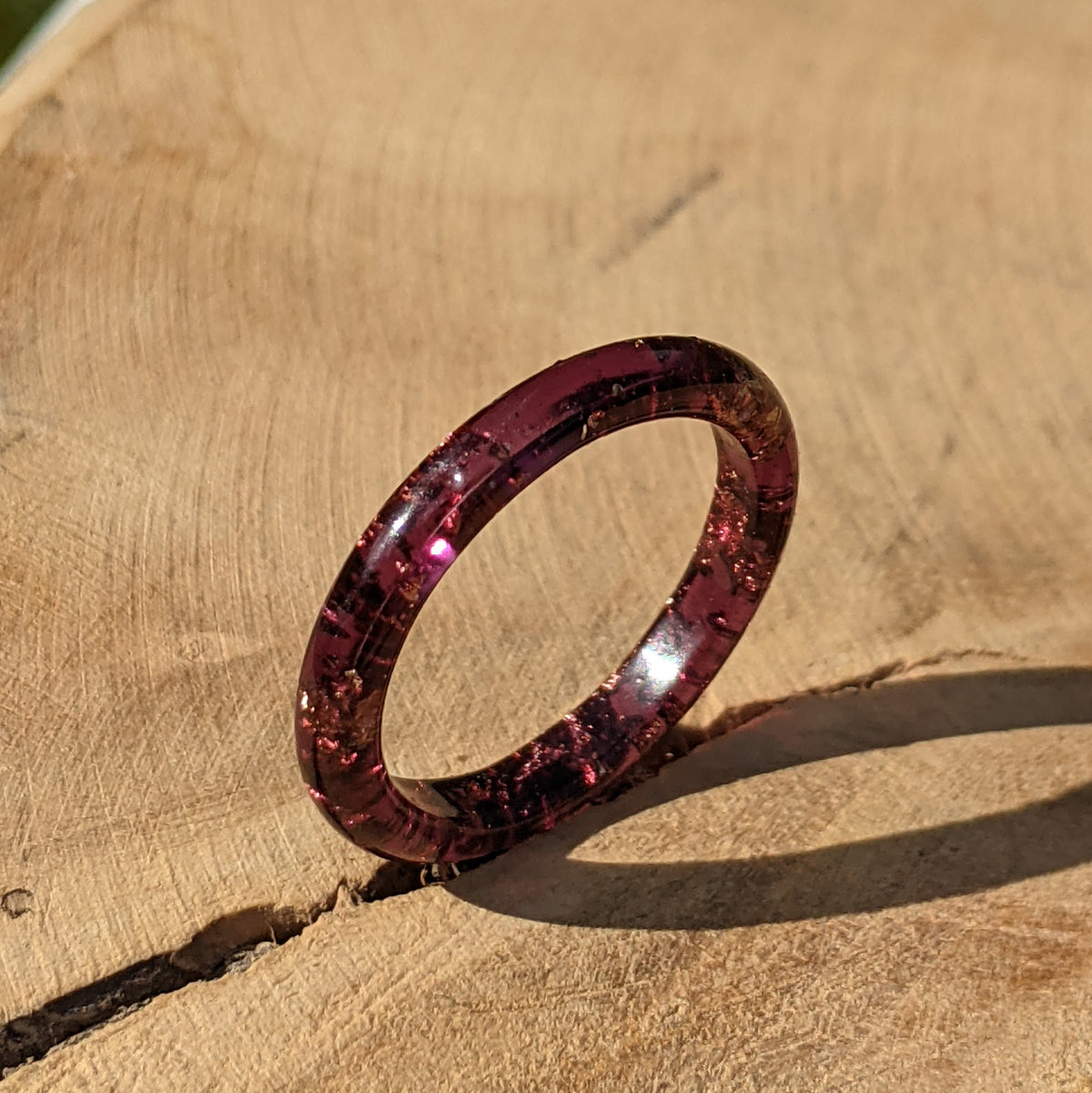 Handmade Purple Epoxy Resin Ring with Copper Flakes by EL-Creations