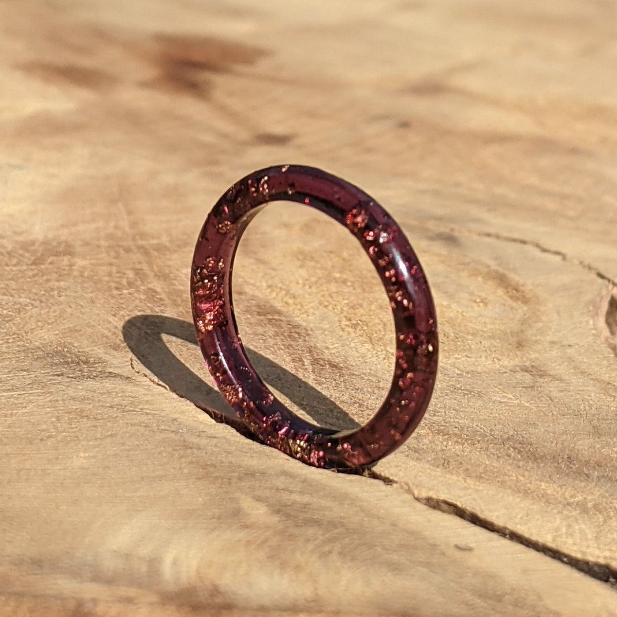 Purple Copper Flakes Ultra Thin Resin Ring by EL-Creations