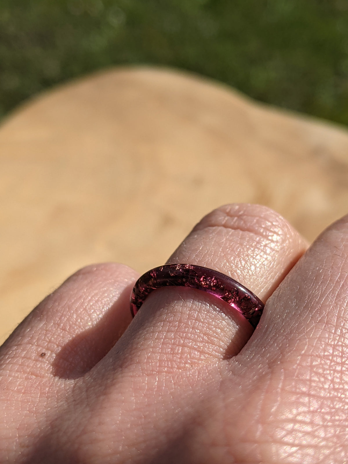 Lightweight Purple Copper Flakes Ring by EL-Creations