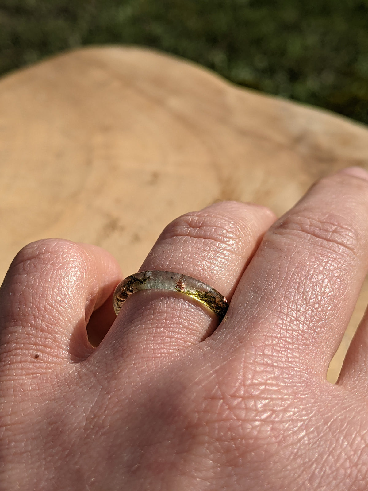 Nature inspired moss resin ring EL-Creations