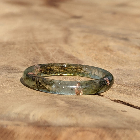 Blue topaz moss resin ring with real preserved moss EL-Creations