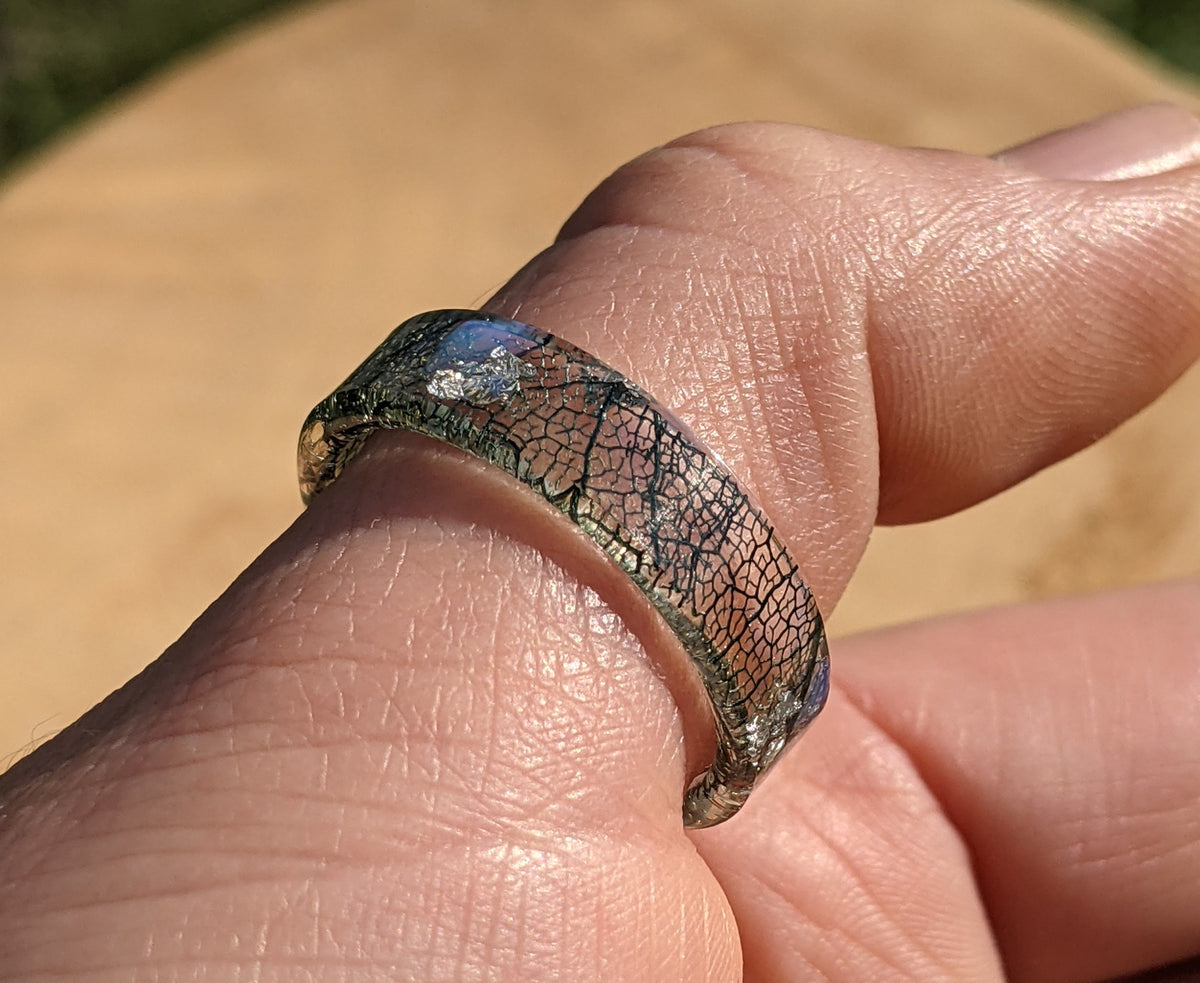 Unique Gray Skeleton Leaf Resin Jewelry by EL-Creations
