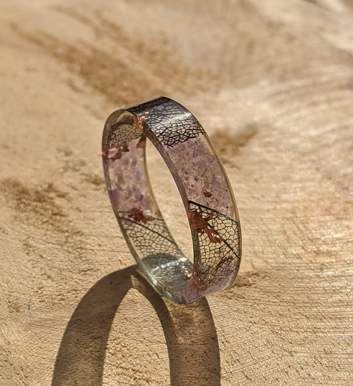 Handmade Black Skeleton Leaf Jewelry Ring by EL-Creations