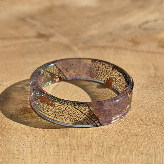 Amethyst Black Skeleton Leaf Resin Ring by EL-Creations