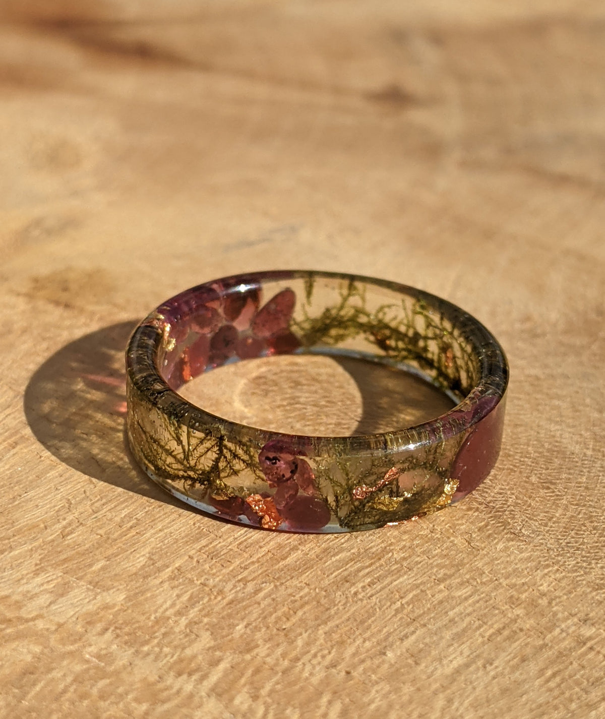 Handmade Nature Inspired Garnet Resin Ring by EL-Creations
