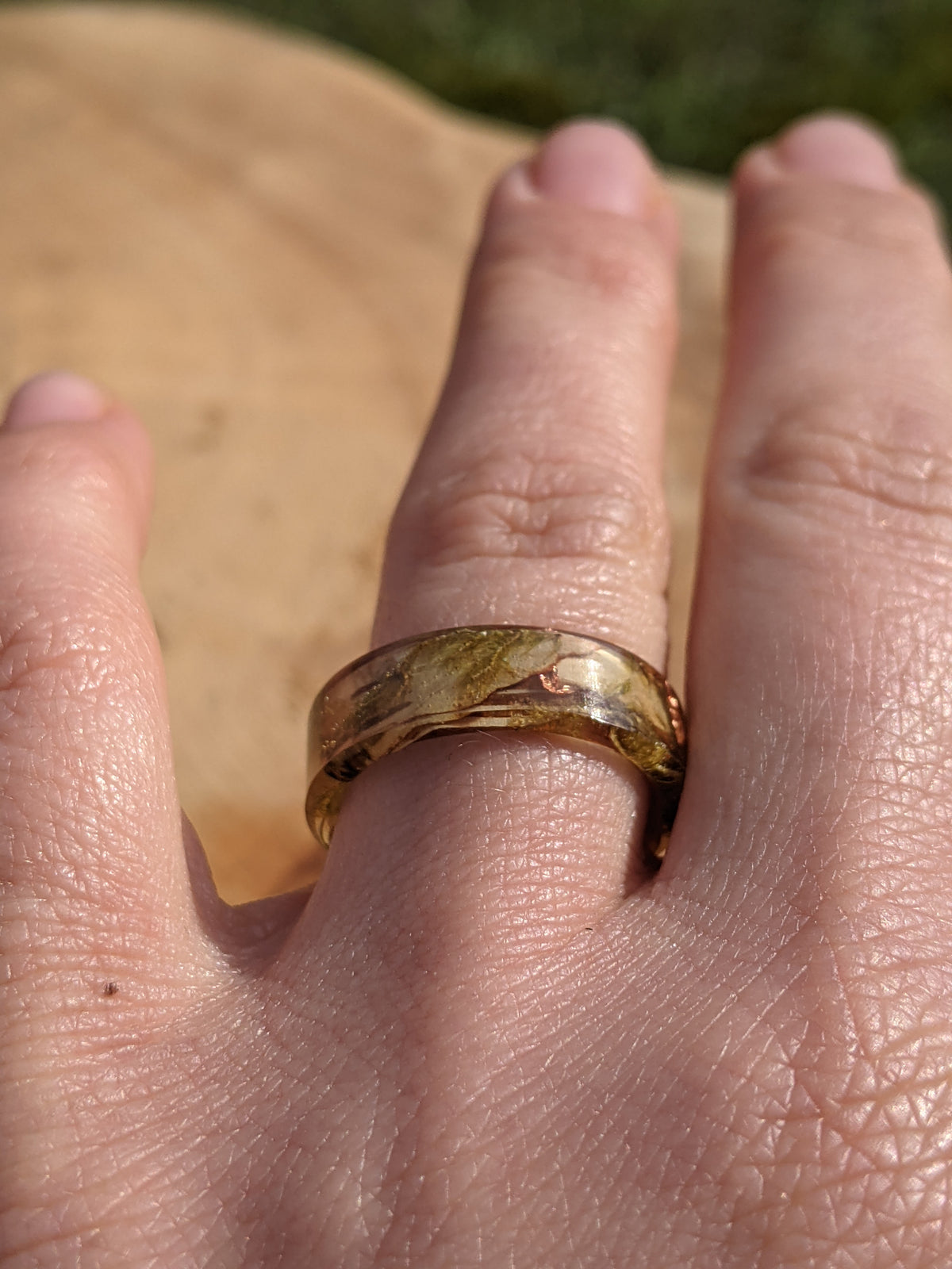 Handmade Forest Resin Ring with Birch Bark by EL-Creations