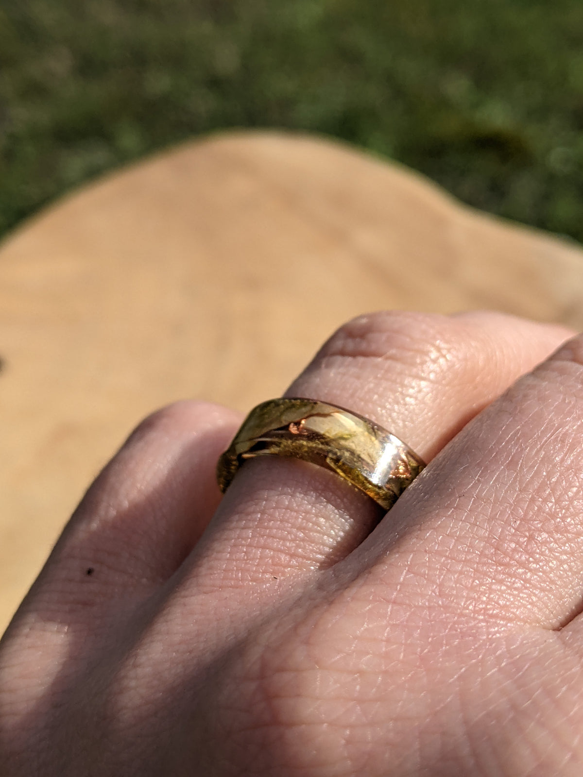 Artisan Moss and Birch Bark Ring by EL-Creations