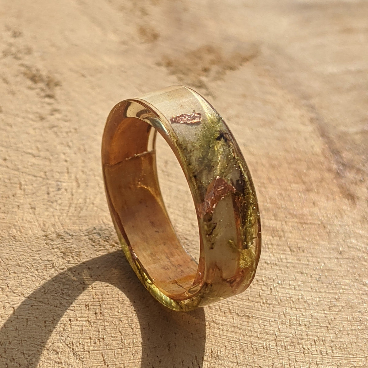 Handmade Birch Bark Resin Ring with Moss by EL-Creations