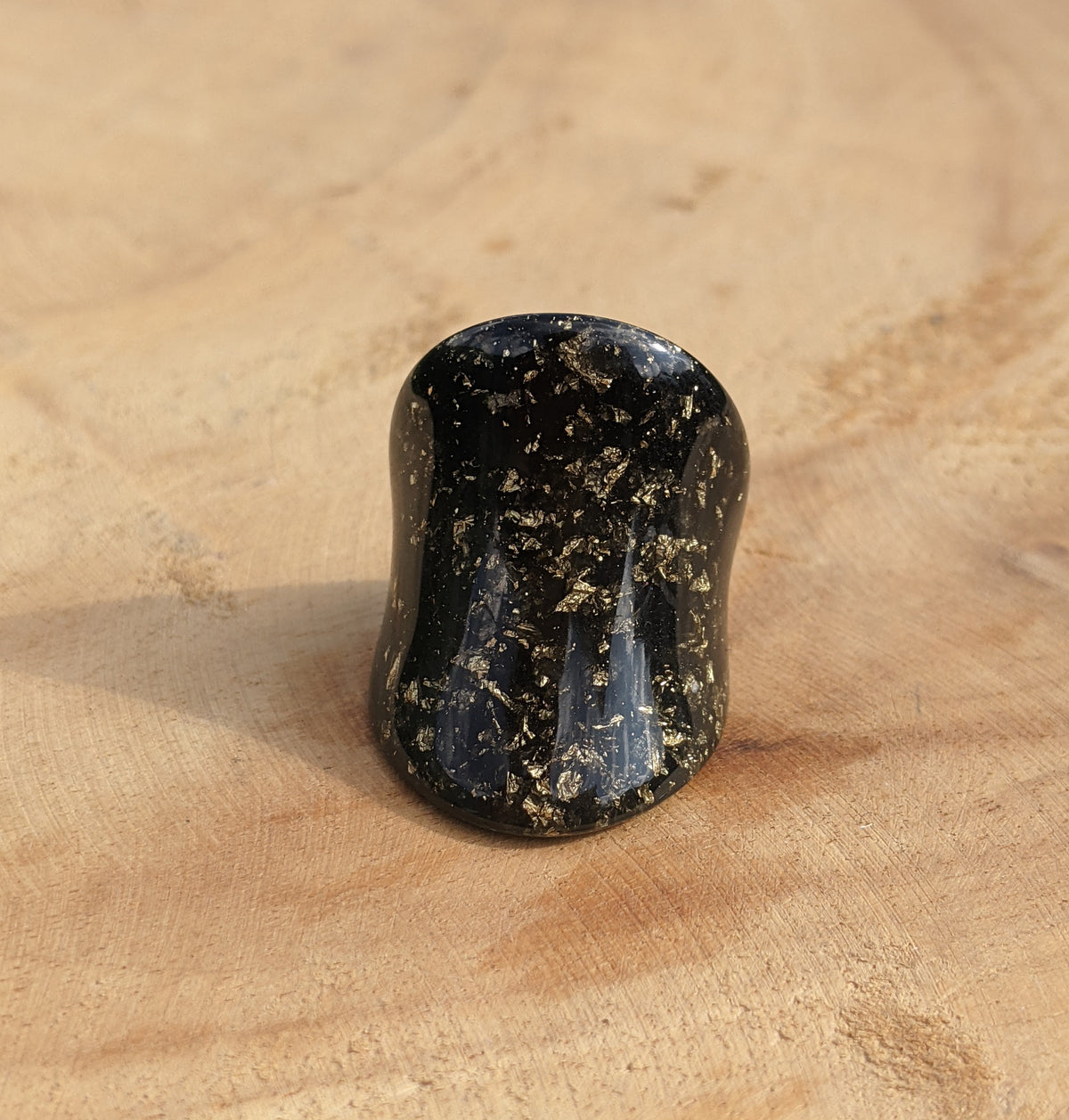 Handmade Black and Gold Resin Jewelry Ring by EL-Creations
