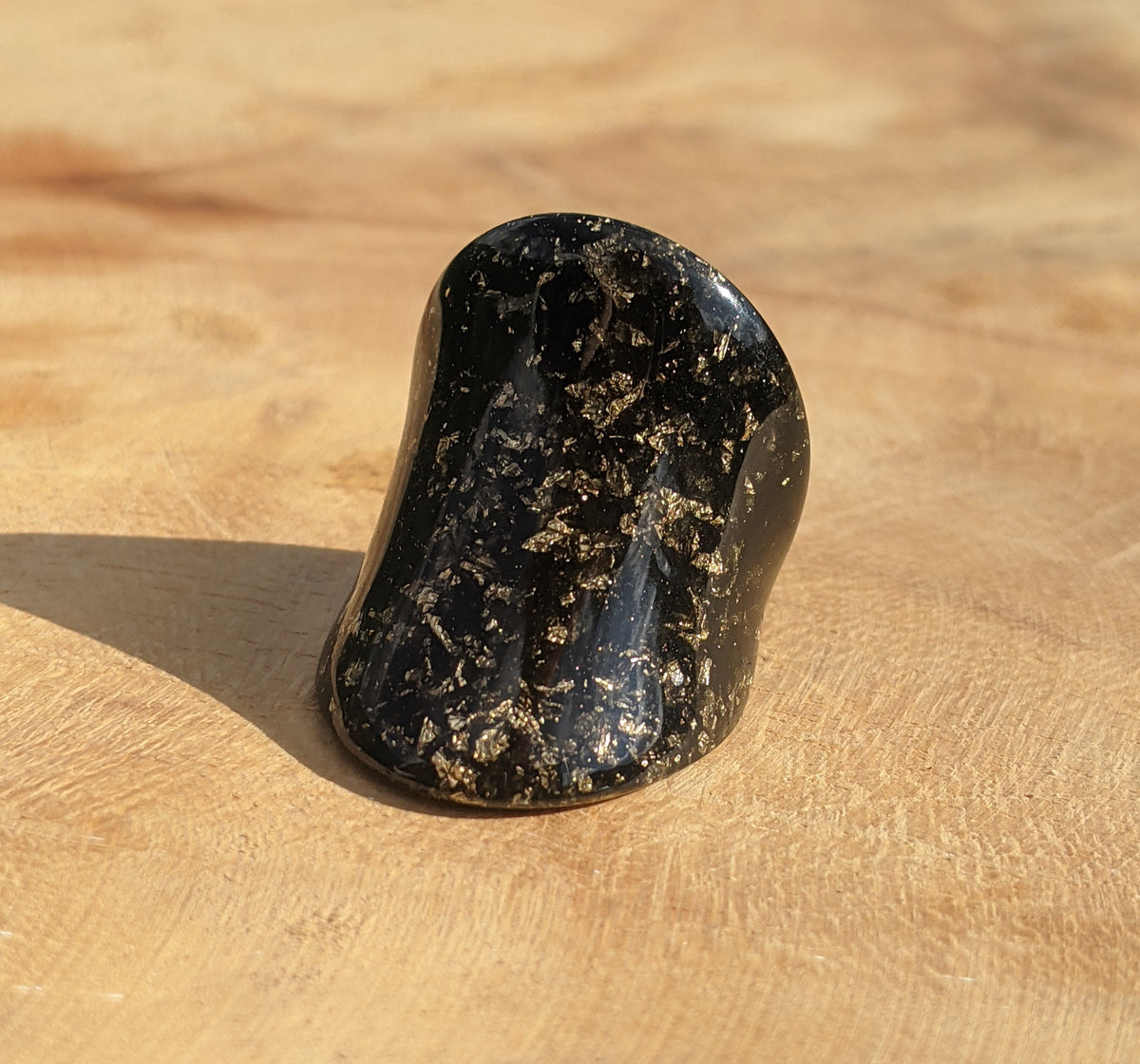 Wide Band Black Resin Statement Ring by EL-Creations