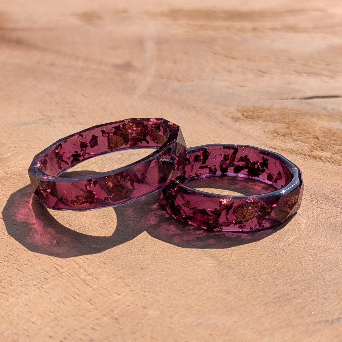 Artisan violet resin ring with glossy polished finish by EL-Creations