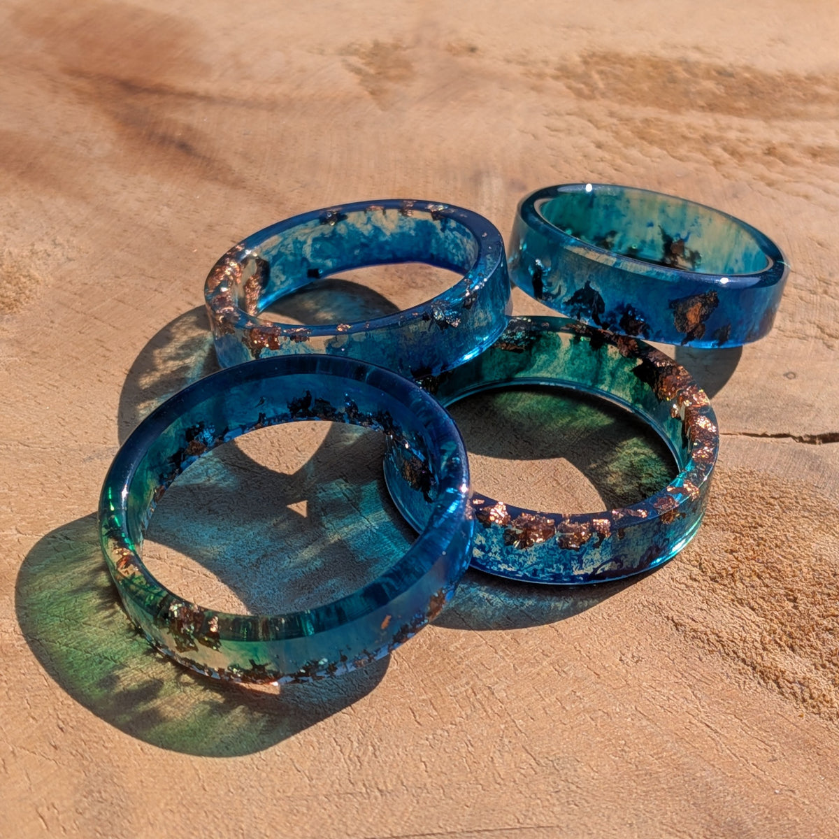 Unisex ocean resin band with copper details – EL-Creations