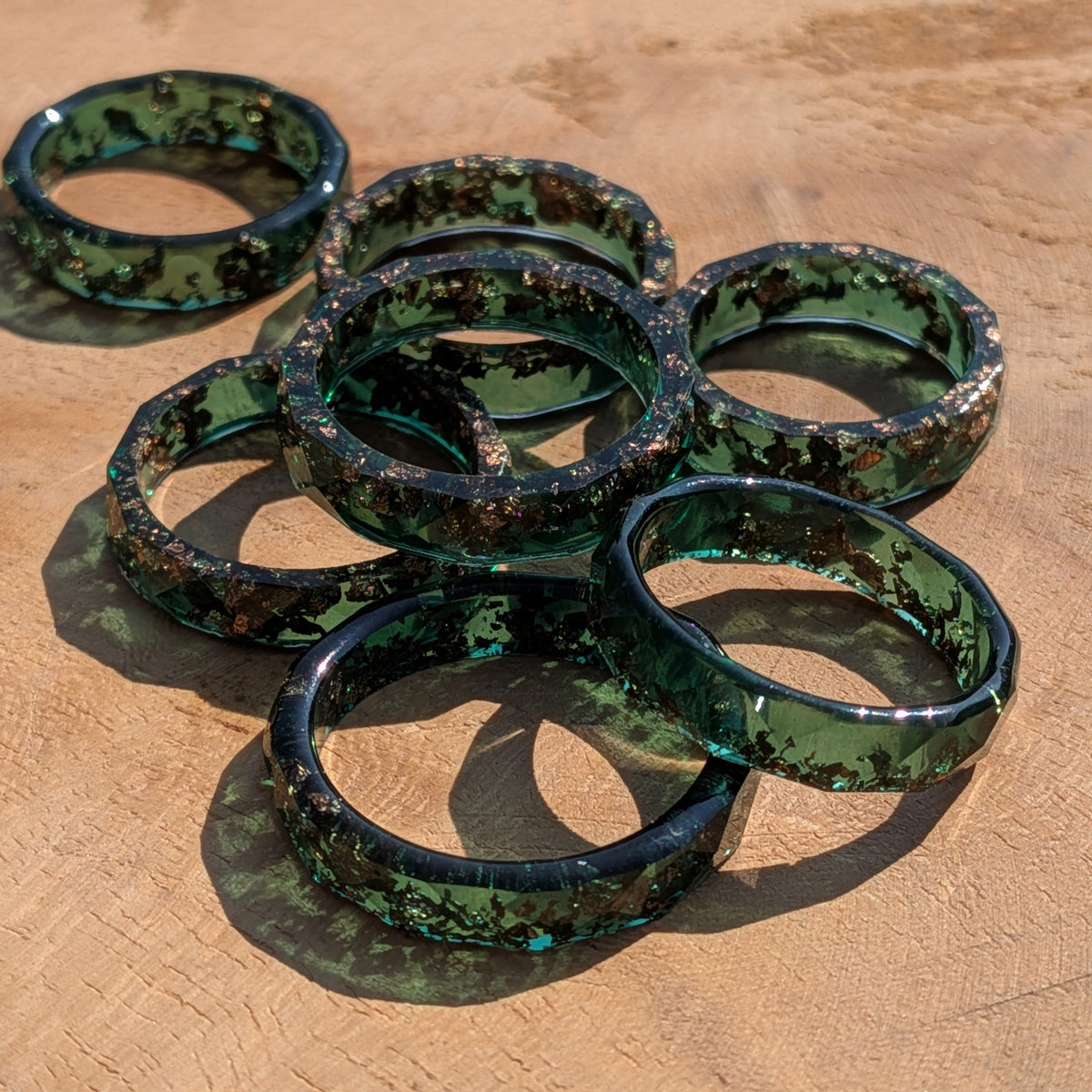 Modern faceted green resin jewelry for women by EL-Creations