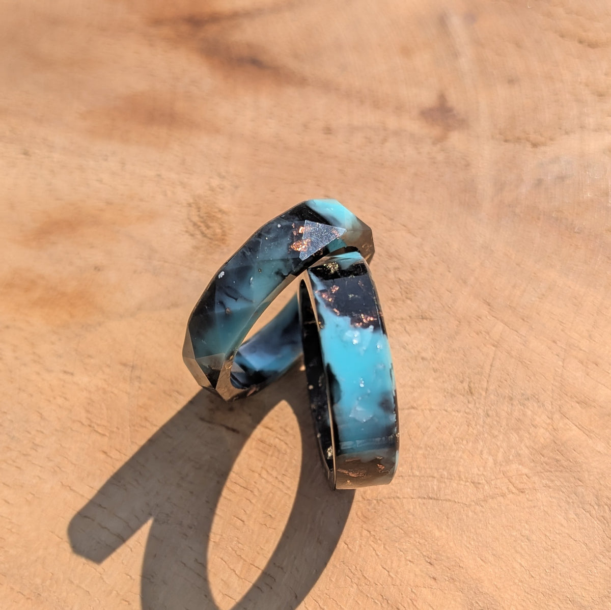 Minimalist black turquoise resin band – EL-Creations