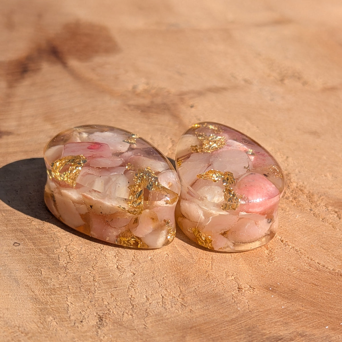Teardrop gemstone resin ear plugs for stretched ears EL-Creations