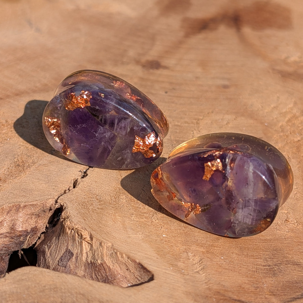 Teardrop gemstone ear plugs for stretched ears handmade EL-Creations