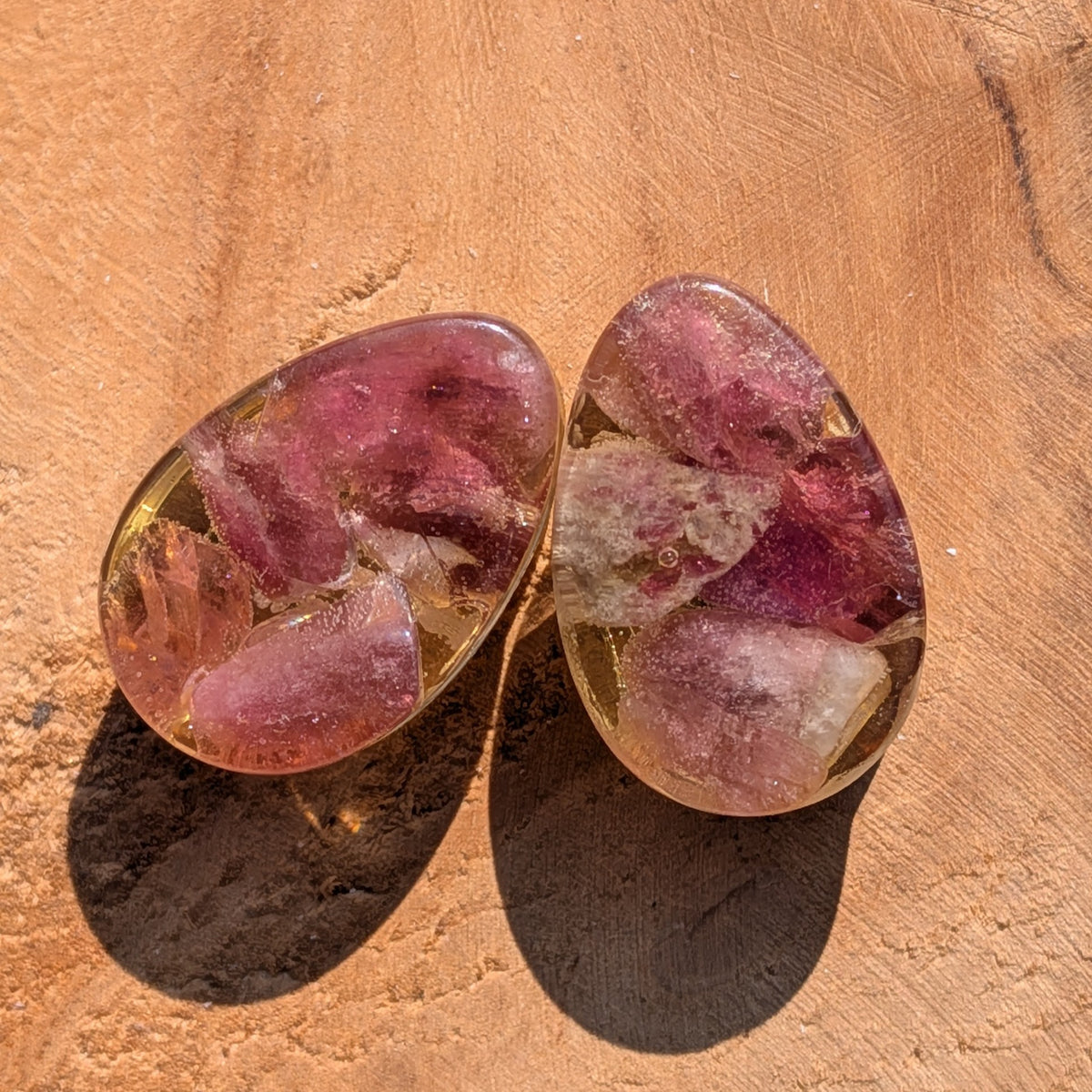 Botanical gemstone teardrop ear plugs for stretched ears EL-Creations