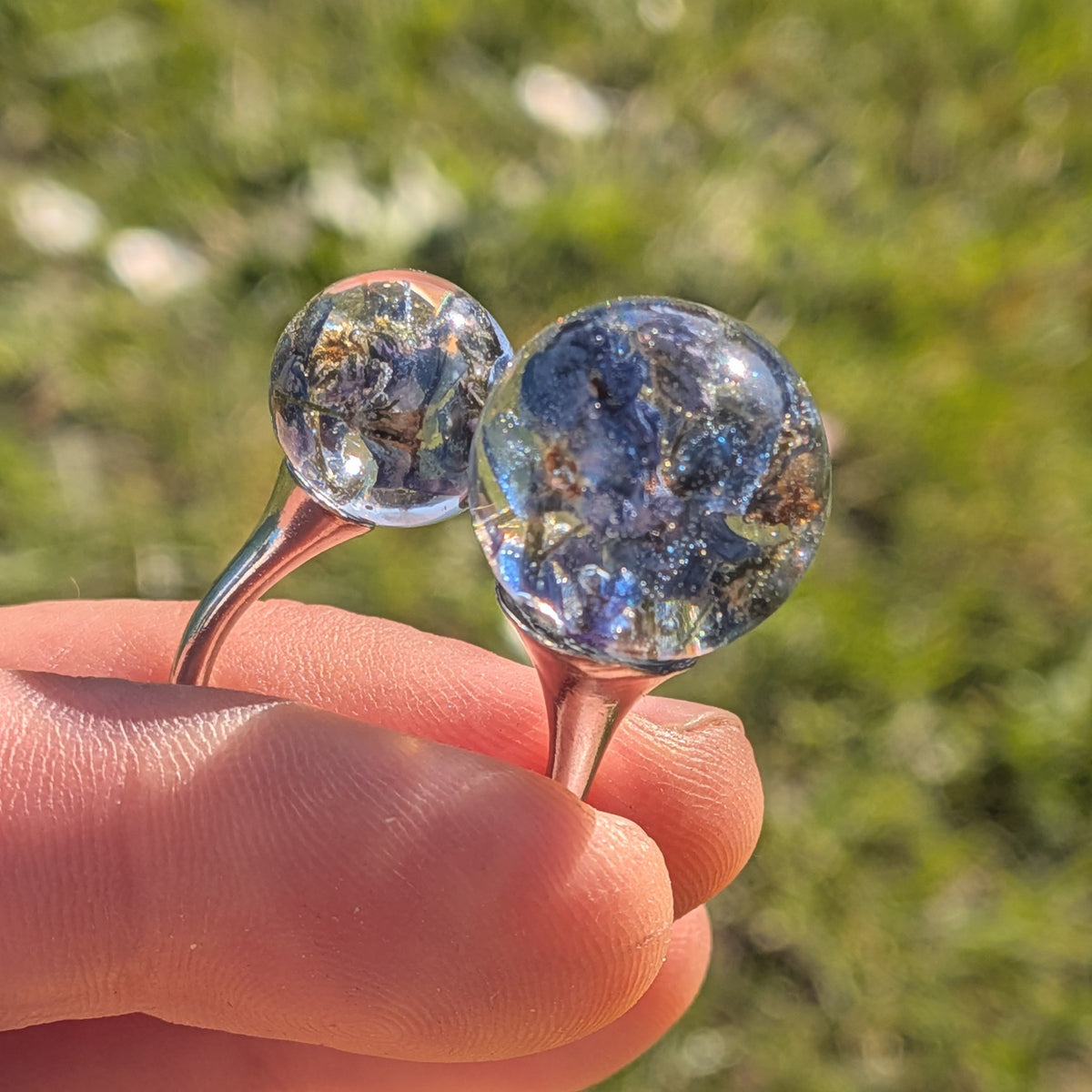 Adjustable silver ring with Forget Me Not flowers– EL-CreationS