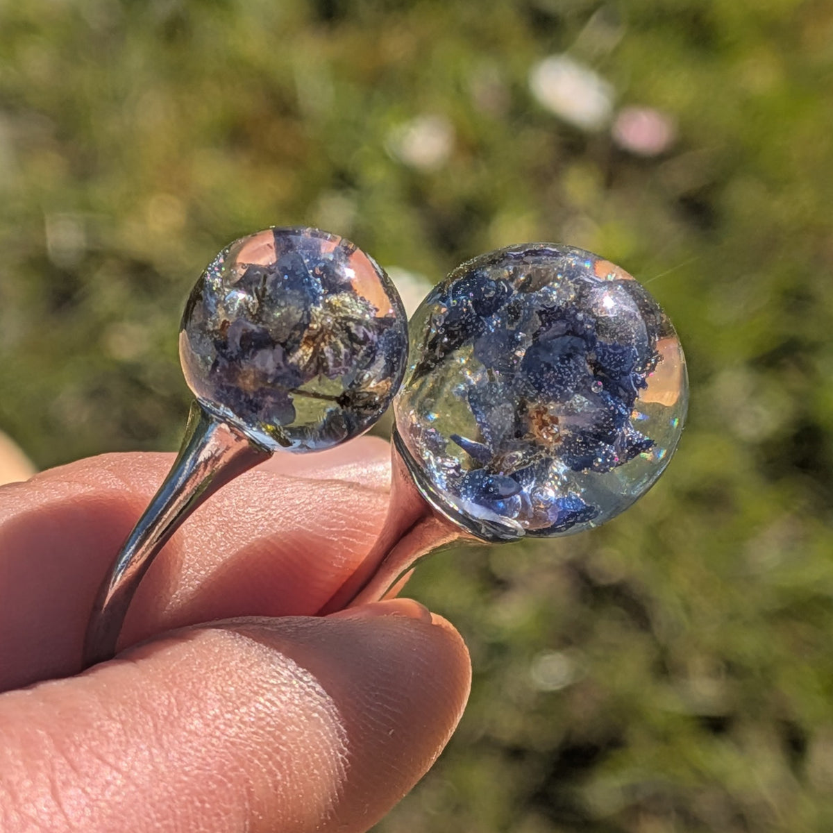 Real blue flower resin ring– EL-CreationS