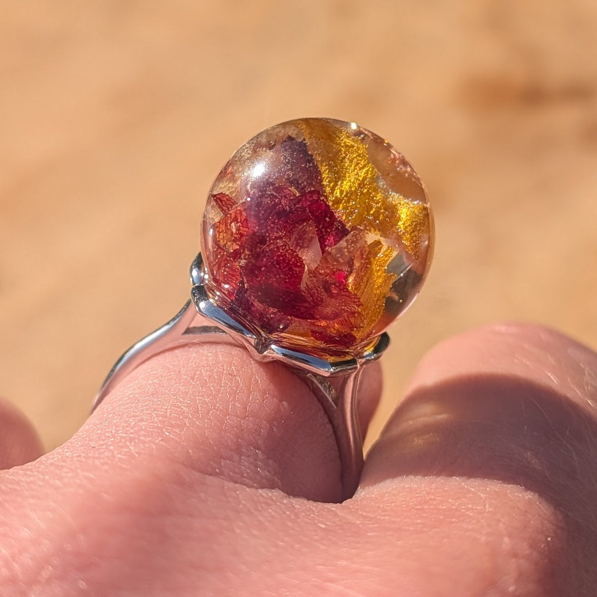Real tulip flower resin ring – EL-CreationS