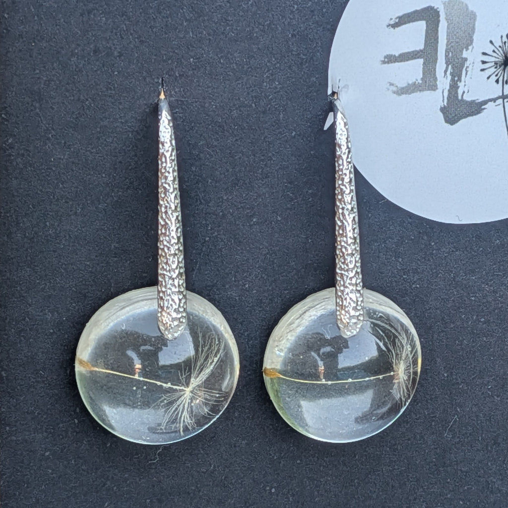 Handmade resin sphere earrings with real dandelion seeds – EL-Creations