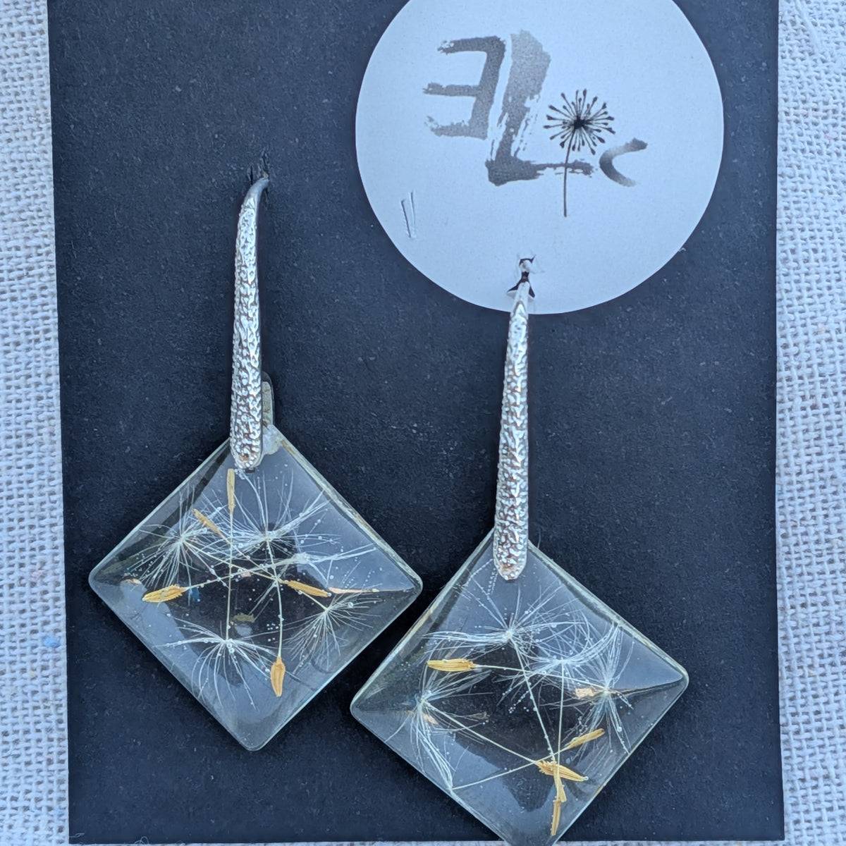 Geometric resin earrings with real dandelion seeds – EL-Creations