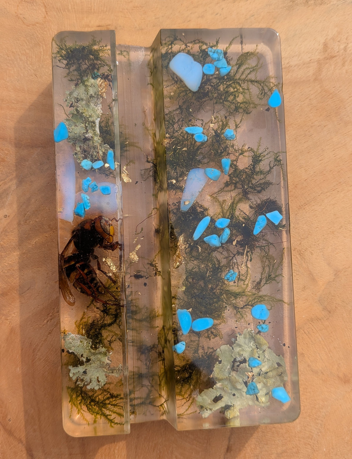 Forest themed desk phone holder with blue stones – EL-CreationS