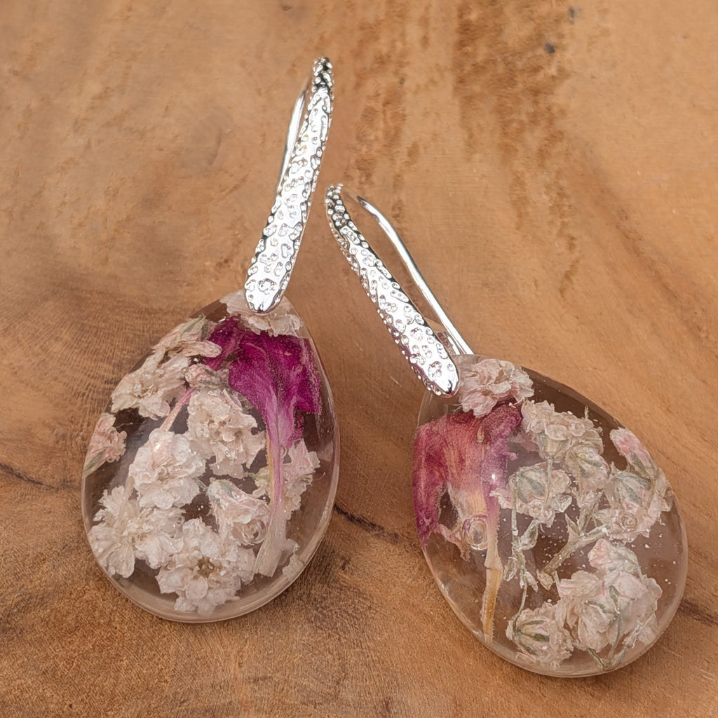 Baby's breath earrings Real flower botanical earrings – EL-Creations