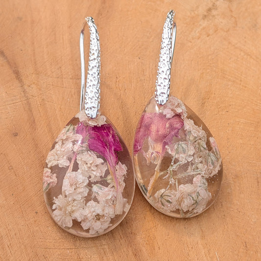 Real flower resin teardrop earrings – EL-Creations