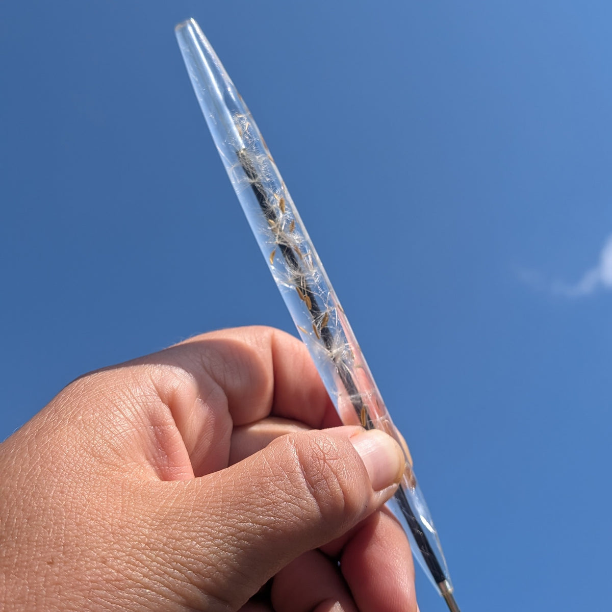 Original dandelion flower resin pen created by EL-Creations