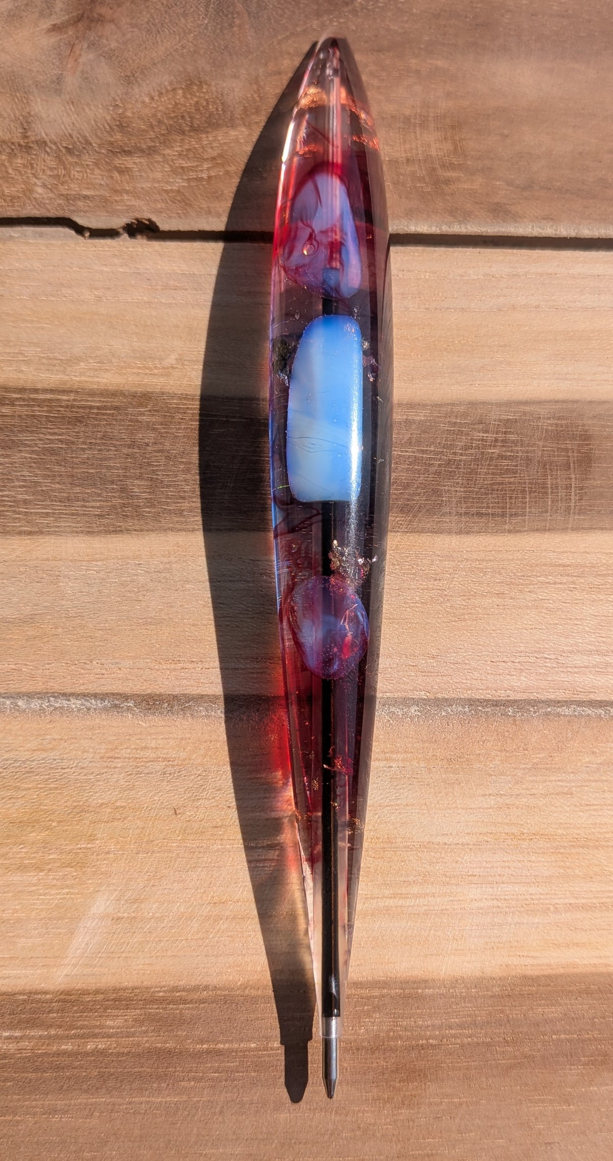Handmade pen with natural moonstone preserved in resin EL-Creations