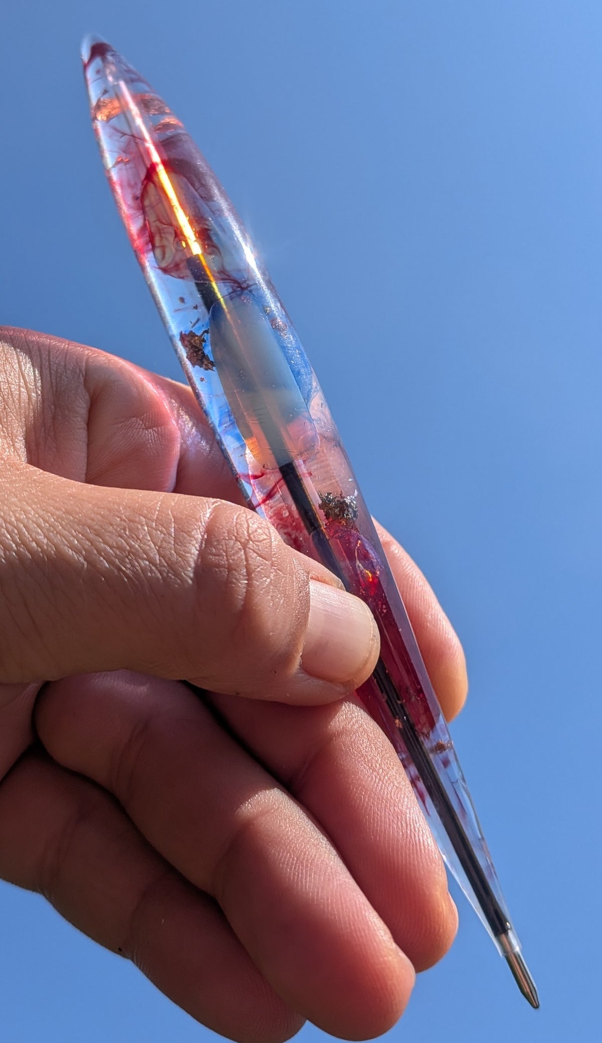 Unique handmade crystal pen created with resin and moonstone EL-Creations