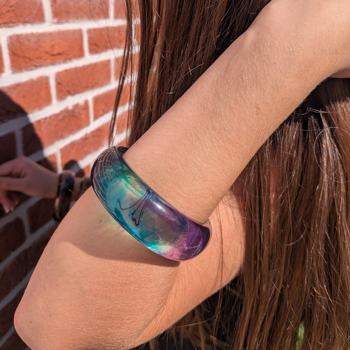 Resin bangle bracelet teal purple swirl handmade – EL-Creations