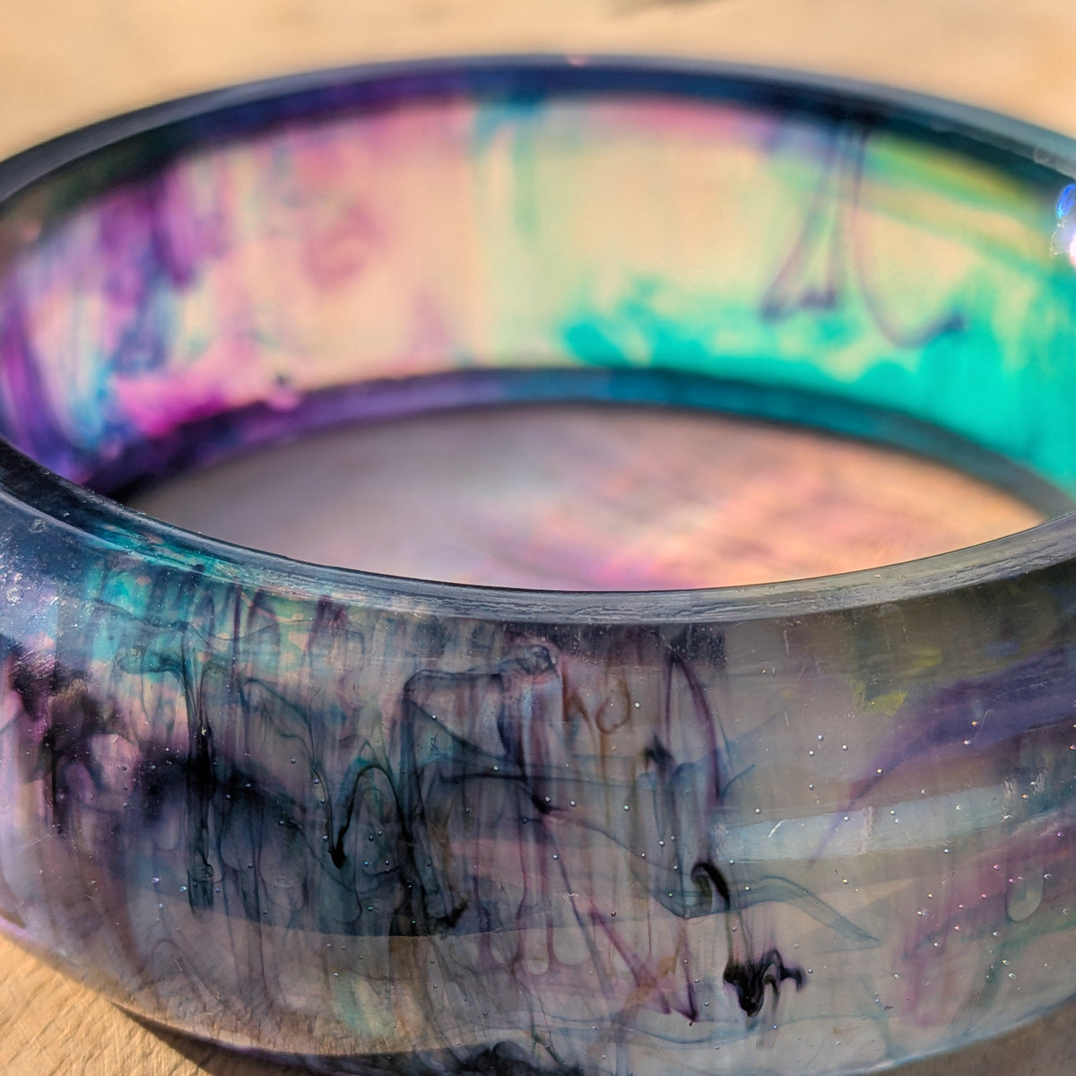Top view of handmade galaxy resin bangle bracelet – EL-Creations