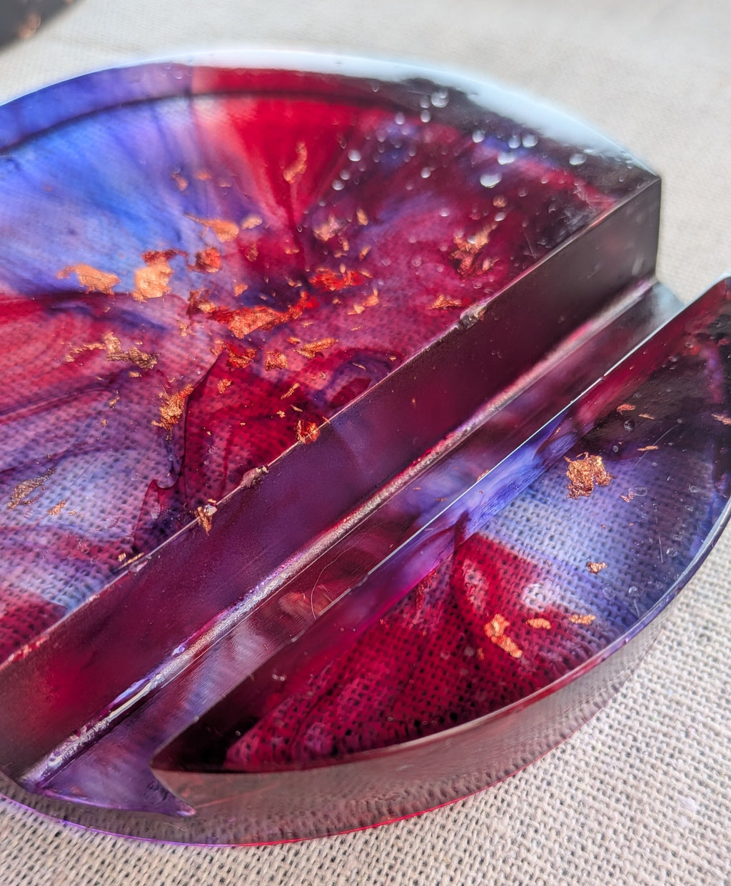 Crimson Galaxy Resin Phone Stand